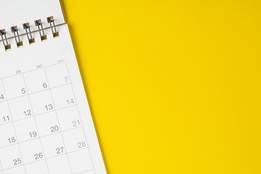 calendar page on yellow background